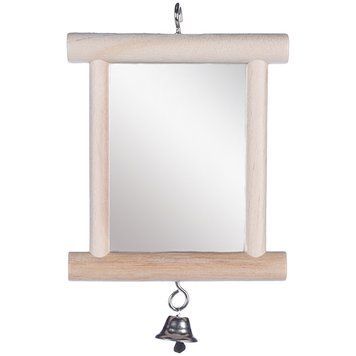 Flamingo Wooden Mirror ФЛАМІНГО ДЗЕРКАЛО у дерев&rsquo;яній рамі з дзвіночком, іграшка для птахів 1030901 фото