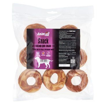 Ласощі AnimAll Snack куряче філе на кільці з пресованої шкіри для собак, 500 г 181231 фото
