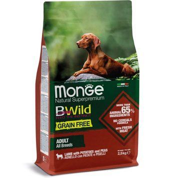 Сухий беззерновий корм Monge Dog BWild Grain Free з м'ясом ягнятини для собак усіх порід 70011723 фото