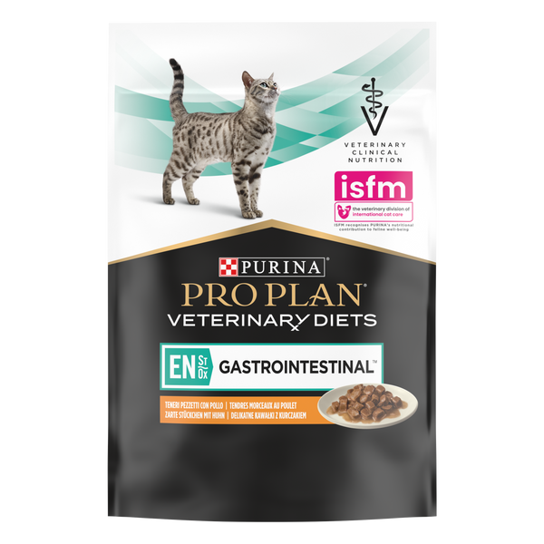 Вологий дієтичний корм PRO PLAN VETERINARY DIETS EN Gastrointestinal для кошенят та дорослих котів для зменшення розладів кишкової абсорбції та годівлі у період відновлення, одужання, з куркою, 10х85 г 8445290093561 фото
