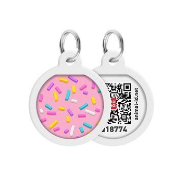Адресник для собак та котів металічний WAUDOG Smart ID з QR паспортом, малюнок "Маршмеллоу", круг, Д 25 мм 0625-0214 фото
