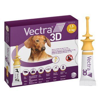 Ceva VECTRA 3D (Вектра 3D) краплі на холку від зовнішніх паразитів для собак від 1,5 до 4 кг &ndash; 3 піпетки/уп по 0,8 мл 81565 фото