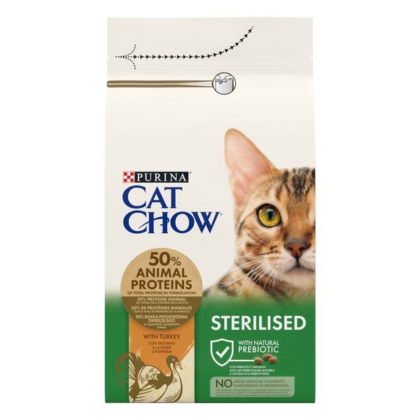 Сухий корм CAT CHOW Sterilised для дорослих стерилізованих котів, з індичкою, 1,5 кг 7613287329516 фото