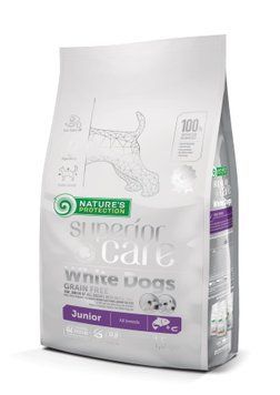 Nature's Protection Superior Care White Dogs Grain Free Salmon Junior All Breeds Сухий беззерновий корм для юніорів усіх порід з лососем, 1,5 кг NPSC45671 фото
