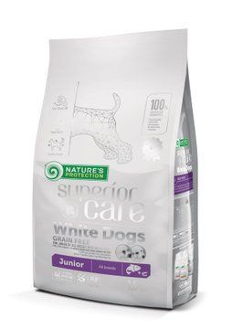Nature's Protection Superior Care White Dogs Grain Free Salmon Junior All Breeds Сухий беззерновий корм для юніорів усіх порід з лососем, 1,5 кг NPSC45671 фото
