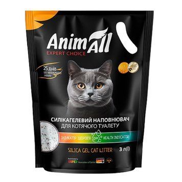 Силікагелевий наповнювач AnimAll з індикатором здоров&rsquo;я PH сечі, 3 л (1.2 кг) 184647 фото