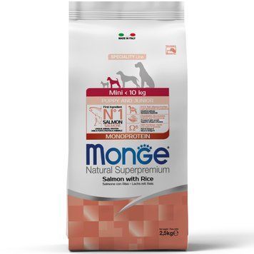 Сухий корм Monge Dog Mini Puppy & Junior для цуценят дрібних порід з Лососем 70011051 фото
