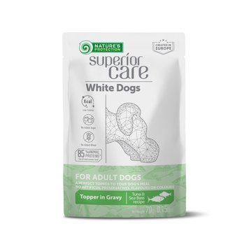 Nature's Protection Superior Care White Dogs Adult Tuna & Sea Bass Додатковий вологий корм для собак з білим забарвленням з тунцем і морським окунем, 70 г UNINPSC70012 фото