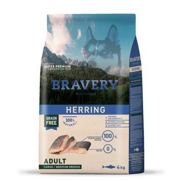 BRAVERY Herring Large/Medium Adult,сухий корм для дор.собак cередніх та великих порід,з оселедцем 4kg 04PE004000.0065.0096 фото