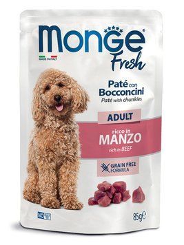 Вологий корм Monge Dog Fresh для дорослих собак з яловичиною, 85 г 70301138 фото