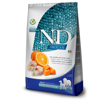 Беззерновий сухий корм Farmina N&D Grain Free Ocean Pumpkin для собак середніх і великих порід з тріскою та апельсином 2,5 кг 178969 фото