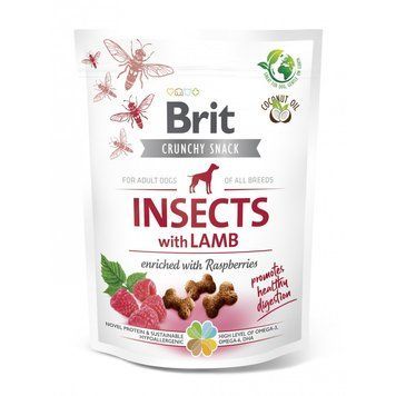 Ласощі для собак Brit Care Dog Crunchy Cracker Insects для травлення, комахи, ягня і малина, 200 г 8595602551477 фото