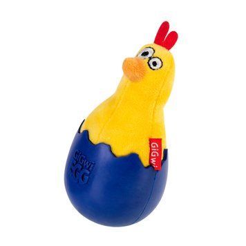 Іграшка для собак Курча-неваляшка з пищалкою GiGwi EGG, текстиль, гума, 14 см 75476 фото