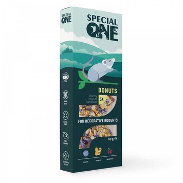 Пончики Speciаl One &laquo;Цикорій, арахіс, барбарис&raquo; для декоративних гризунів, 60 г 4823082425228 фото