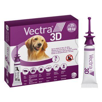 Ceva VECTRA 3D (Вектра 3D) краплі на холку від зовнішніх паразитів для собак вагою від 25 до 40 кг &ndash; 3 піпетки/уп по 4,7 мл 81589 фото