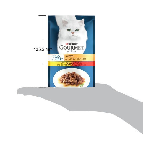 Вологий корм GOURMET Perle Duo для дорослих міні філе у підливці з куркою та яловичиною 85г 7613033574702 фото