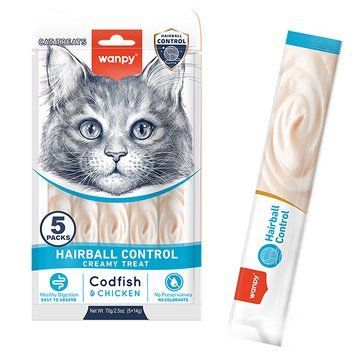 Wanpy Functional Creamy Lickable Treat Hairball Control ВАНПІ ВИВЕДЕННЯ ШЕРСТІ функціональні рідкі ласощі для котів RAC-68 фото