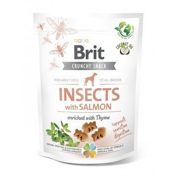 Ласощі для собак Brit Care Dog Crunchy Cracker Insects для чутливого травлення, комахи, лосось і чебрець, 200 г 8595602551491 фото