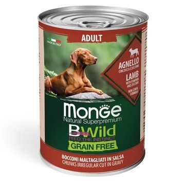 Вологий корм Monge Dog BWild Adult для дорослих собак, з ягнятиною 70012614 фото