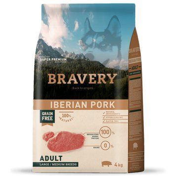 BRAVERY Iberian Pork Large/Medium Adult,сухий корм для дор.собак cередніх та великих порід,з іберійською свининою 4kg 04PE004000.0021.0096 фото
