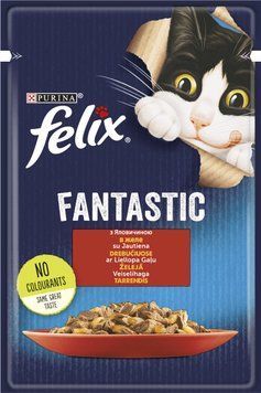 Вологий корм FELIX Fantastic для дорослих Для всіх порід шматочки&nbsp;в желе з яловичиною 85г 7613039838624 фото