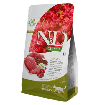 Сухий корм Farmina N&D Quinoa Urinary, Duck & Cranberry ADULT для котів, профілактика сечокам'яної хвороби, качка, кіноа, журавлина та ромашка, 300 г 179467 фото
