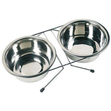 Flamingo Dinner Set ФЛАМІНГО ДІНЕР СЕТ 2 миски на підставці для собак, нержавіюча сталь 1030084 фото