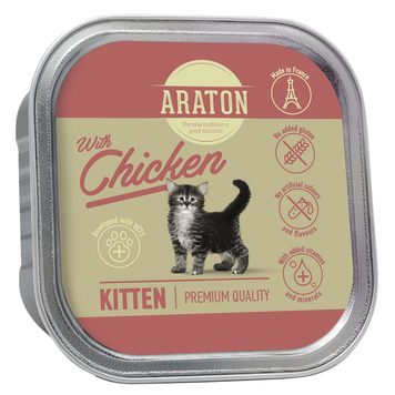ARATON Kitten with chicken Вологий корм для кошенят з курятиною 85 г KIK45695 фото
