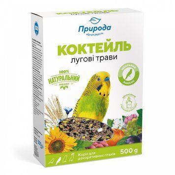 Корм Природа Коктейль &laquo;Лугові трави + насіння льону&raquo; для хвилястих папуг, 500 г 4823082413416 фото