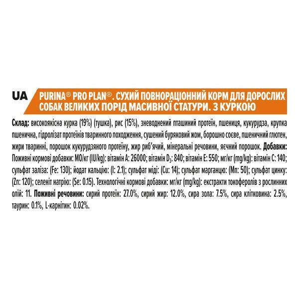 Сухий корм PRO PLAN Large Robust Adult 2+ Everyday Nutrion для дорослих собак великих порід масивної статури, з куркою, 14 кг 7613035120426 фото
