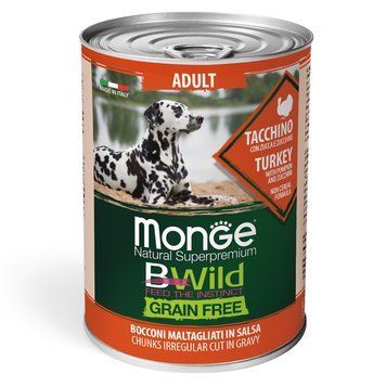 Вологий корм Monge Dog BWild Adult для дорослих собак, з індичкою 70012645 фото