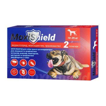 Краплі MoxiShield для собак протипаразит.10-25 кг 3,0 мл,2 піп/уп (імідалоприд,моксидектин,празіквантел) НФ-00003609 (M-818) фото