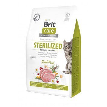 Сухий корм Brit Care Cat by Nutrition Sterilized Immunity Support для стерилізованих котів, зі свининою, 400 г 8595602565061 фото