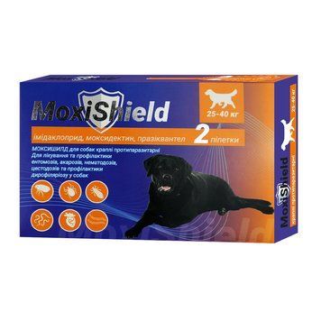 Краплі MoxiShield для собак протипаразит.25-40кг 4,5 мл,2 піп/уп (імідалоприд,моксидектин,празіквантел) НФ-00003610 (M-819) фото