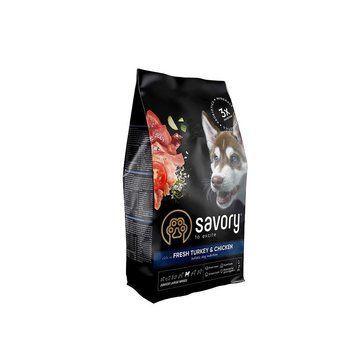 Сухий корм Savory для цуценят великих порід зі свіжим м&rsquo;ясом індички та курки, 3 кг 4820232630204 фото