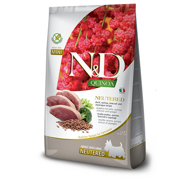 Сухий корм Farmina N&D Quinoa Duck Brocooli&Asparagus Neutered для дорослих стерилызованих собак дрібних порід, качка, кіноа, броколі та спаржа, 2,5 к 179484 фото