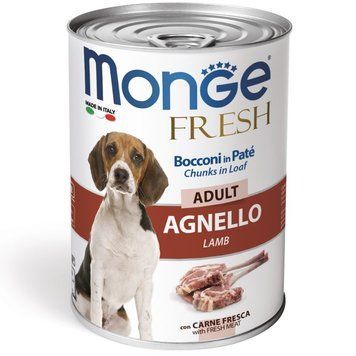 Паштет Monge Dog Wet FRESH зі шматочками м&rsquo;яса Ягнятини 70014571 фото