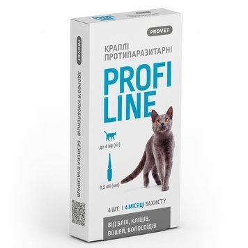 Краплі ProVET PROFILINE від бліх та кліщів для котів до 4 кг 4823082431113 фото