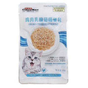 CattyMan Lactobacillus Chicken Feast КЕТТІМЕН ПРОБІОТИКИ КУРКА в желе вологий корм, консерви для котів із проблемами травлення, пауч 45г Z1556 фото
