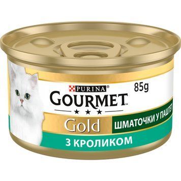 Вологий корм GOURMET Gold для дорослих шматочки у паштеті з кроликом 85г 7613033706271 фото