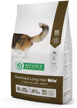Nature's Protection Sterilised Long Hair Сухий корм для дорослих довгошерстих стерилізованих котів, 2 кг NPS45779 фото