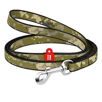 Повідець для котів та дрібних порід собак нейлоновий WAUDOG Nylon, малюнок "Мілітарі", XS, Ш 10 мм, Дов 122 см 369-4026 фото
