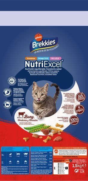 Brekkies Cat Beef для дорослих котів з яловичиною (1,5 кг) 8410650880808 фото