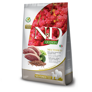Сухий корм Farmina N&D Quinoa Duck,Brocooli&Asparagus Neutered для дорослих стерил.собак середніх та великих порід,качка,кіноа,броколі і спаржа,2,5 кг 179487 фото