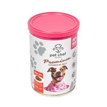 Корм вологий для дорослих собак Pet Chef, шматочки в желе М'ясний мікс 415 г 4820255193625 фото