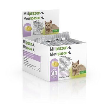 Мілпразон Milprazon таблетки для котів до 2кг 4мг/10мг (1 блістер 4 таб) 160307 фото