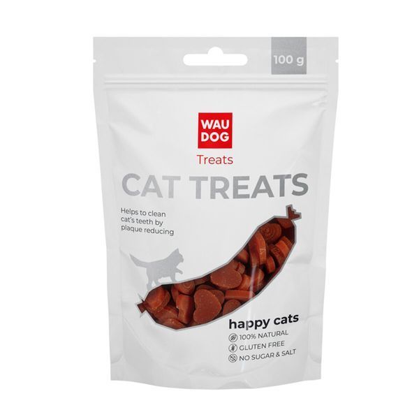 Ласощі для котів WAUCAT Treats "Лососеві жувальні серця", 100 г 4444 фото