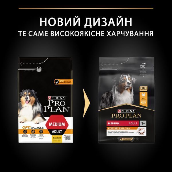 Сухий корм PRO PLAN Medium Adult 1+ Everyday Nutrion для дорослих собак середніх порід, з куркою, 3 кг 7613035114807 фото