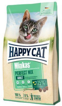 Сухий корм Happy Cat Minkas Perfect Mix для дорослих котів з птицею, ягням та рибою, 10 кг 70416 фото