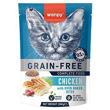 Сухий беззерновий корм Wanpy Kitten Grain Free Chicken для кошенят CFC-02-0,5 фото